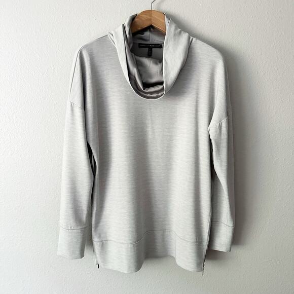 WHBM Gray Satin Side Zip Funnel Neck Soft Long Sleeve Top Women's size large - Picture 2 of 11